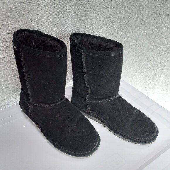 Black Suede BEARPAW Lined Snow Winter Boots Size 9 - Picture 4 of 13